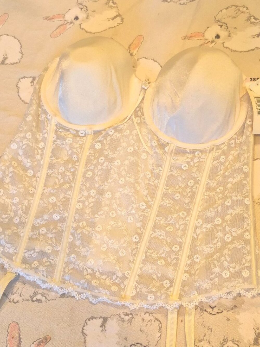 Eileen West White Floral Embroidery Corset